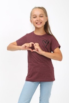 Детская футболка Сердечко бордо арт. ФУ/сердечко-бордо